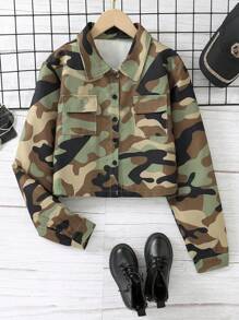 Nastoletnie dziewczęta moda uliczna na co dzień wakacyjna kamuflaż, krótka fajna kurtka