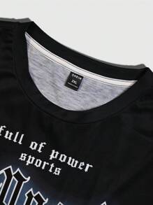 Manfinity LEGND Áo thun nam tay ngắn cổ tròn in họa tiết đơn giản & áo ba lỗ - Nhiều màu - Xem 6