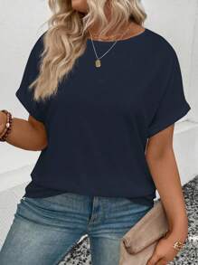 INAWLY Plus Size Women Casual Loose Round Neck T-Shirt, Summer