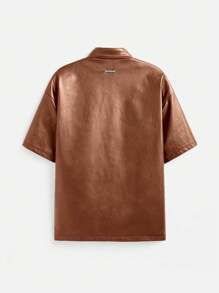 Manfinity VCAY Camisa casual de manga corta con botones y cuello vuelto para hombre