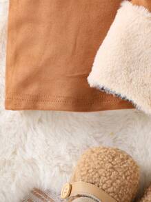 Toddler Girls Elegant Retro Furry Vest Jacket + Dress 2pcs Set, Autumn/Winter