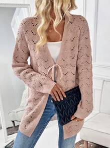 SHEIN LUNE الكارديجان الفضفاض للنساء بأكمام طويلة، خفيف الوزن وراحة - وردي مغبر - مشاهدة 6