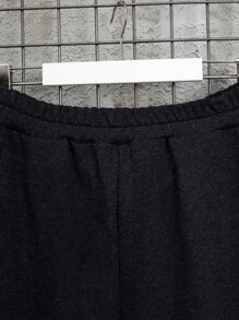 RueChic Men's Letter Print Drawstring Hoodie - Dark Grey - View 5