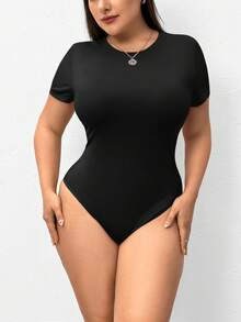 SHEIN Essnce 大码 4 件套女士时尚休闲春夏新款百搭多色多件套短袖紧身衣 - 黑與白 - 查看 4