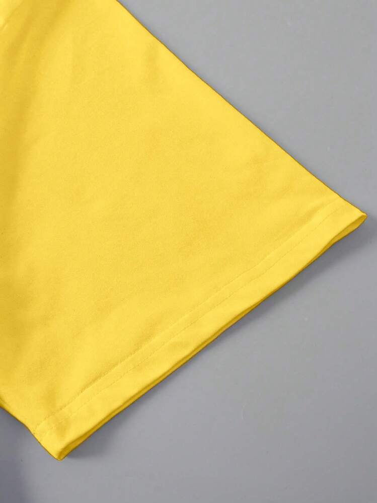 Calvaya Große Größen Damen Kurzarm T-Shirt mit Slogan & Bienen Muster Design Grafik Shirts Damen Tops - Gelb - Übersicht 3
