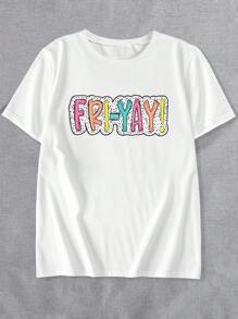 INAWLY 加大码“Fri Yay”教师 T 恤，趣味教师 T 恤，可爱星期五圆领短袖休闲上衣图案 T 恤女式上衣 - 白色 - 查看 5