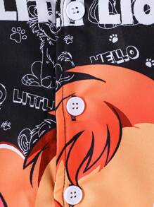 Abrigo con capucha estampado de león lindo para niño pequeño, chaqueta con capucha forrada térmicamente gruesa para un uso cálido y cómodo, diseño de ropa de calle con estilo apto para otoño, invierno, Halloween, Navidad y Acción de Gracias