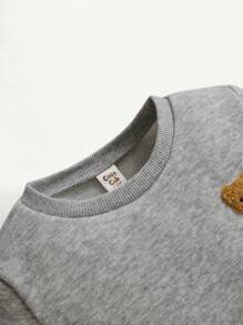 Cozy Pixies 3 件套男婴可爱熊印花圆领运动衫、裤子和帽子套装