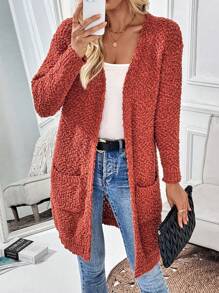 Chiquease Cárdigan casual de manga larga, de corte suelto y abertura frontal para mujeres