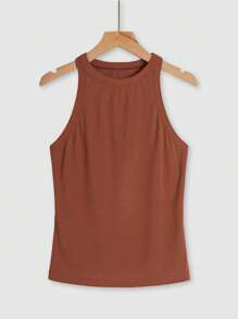 Chiquease Women's Casual Solid Color Tank Top, Summer - Brown - View 1