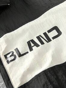 NEON BLANC 男士街头风格编织拼色拉链立领夹克，适合秋冬季 - 黑色 - 查看 5