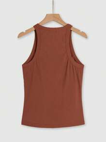 Chiquease Women's Casual Solid Color Tank Top, Summer - Brown - View 2