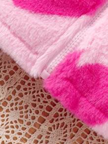 Baby Girl Crew Neck Zip-Up Heart Pattern Fashion Loose Cute Jacket - Watermelon Pink - View 6