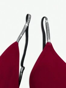 EMERY ROSE 女士性感细肩带露背亮片紧身优雅鸡尾酒裙酒红色长款女士服装 - 酒紅色 - 查看 4