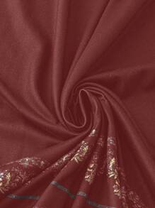 SHEIN LUNE Đầm tay ngắn in hoa cổ tròn cỡ lớn thanh lịch và duyên dáng - Màu Đỏ Sâu - Xem 7