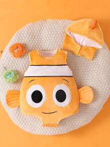 SHEIN Disfraz de actuación de Halloween para bebé niño, disfraz de etapa de ropa de pez payaso de dibujos animados Nemo Tiburón - Naranja - Ver 1