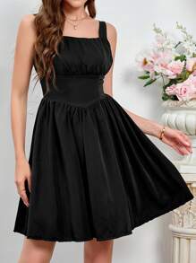 SHEIN Belle 女士黑色舞会派对短裙，时尚修身 - 黑色 - 查看 3