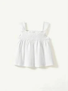 Cozy Pixies Baby Girl Crochet Pattern Color Block Sleeveless Pullover Sweater With Round Neck - White - View 6