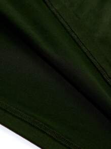 Claim Dot 男士圆领短袖纯色休闲印花宽松舒适 T 恤 - 軍綠色 - 查看 6