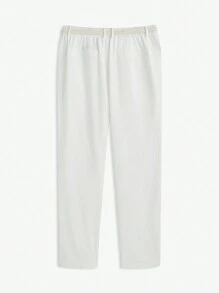 Manfinity VCAY Men's Woven Fit Elastic Waist Long Straight Casual Pants Suitable For Daily Autumn - White - View 8