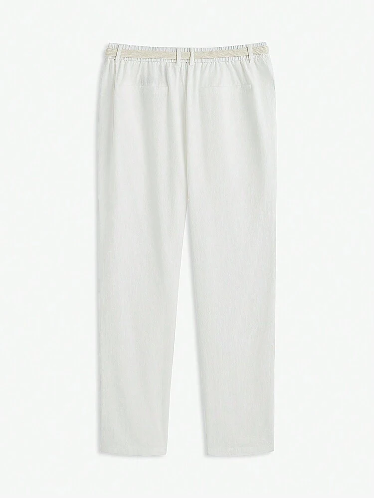 Men's Woven Fit Elastic Waist Long Straight Casual Pants Suitable For Daily Autumn
