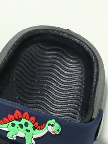 1 Pair Baby Breathable Simple & Cute Dinosaur Theme Anti-Slip Hollow Sandals, Beach Shoes - Black - View 7