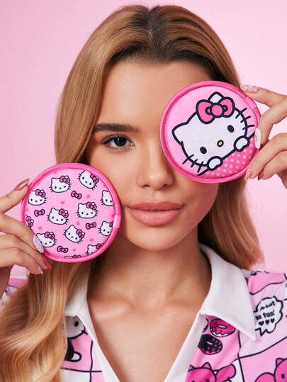 HELLO KITTY AND FRIENDS | SHEIN 2pcs/Set Kitty Pattern Makeup Remover Pads