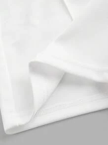 SHEIN Tall CURVE Quần short màu trơn cạp cao ôm vừa vặn cho nữ - trắng - Xem 4