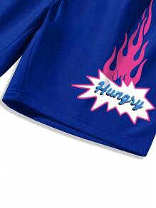 Manfinity EMRG 2pcs Men Cartoon Printed Crew Neck Short Sleeve T-Shirt And Shorts Set - Multicolor - View 6