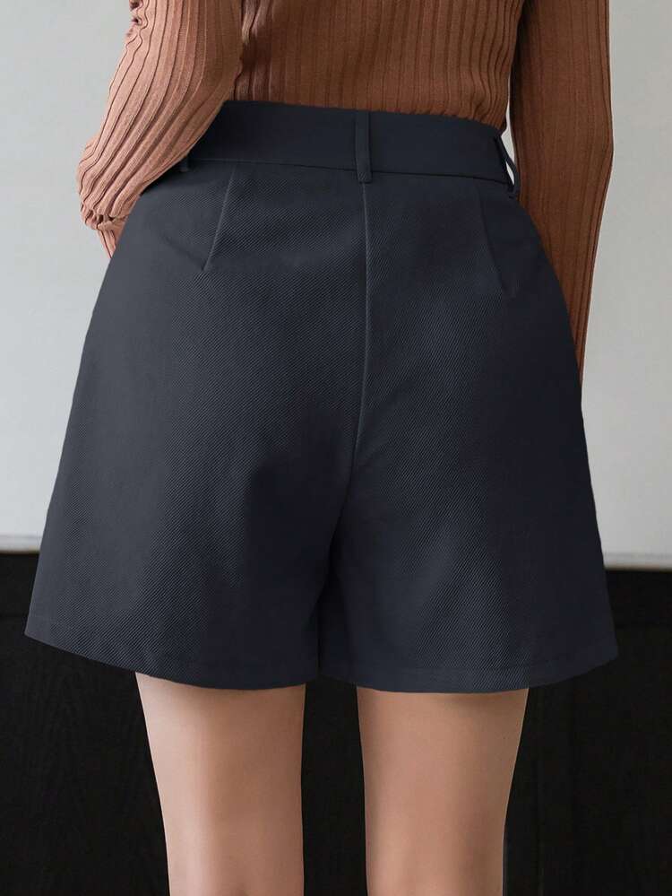 Women High Waist Solid Color Straight Leg Pocket Ruched Shorts,Fall Clothes