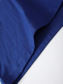 Manfinity Roughcore Camiseta casual de manga corta con cuello redondo, estampado de corazón con eslogan, para hombre en verano - Azul - Ver 4