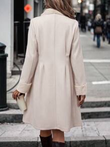 SHEIN Clasi Abrigo midi de mujer de doble botonadura con cintura ceñida