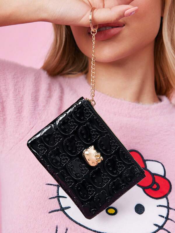 HELLO KITTY AND FRIENDS | SHEIN Kitty Design Black Zipper Coin Purse
