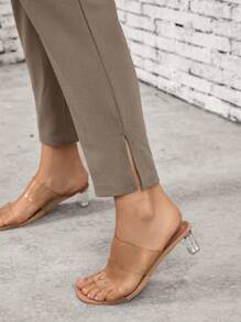 SHEIN LUNE Plus Size Women's Casual Commuter Pants - Mocha Brown - View 6