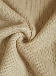 Uhlyne 女士春秋纯色镂空挂脖宽松休闲针织上衣 - 杏色 - 查看 6