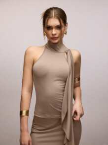 SHEIN SXY 2pcs Turtle Neck Sleeveless Crop Top And Tight Skirt Set For Women Fall Clothes Women