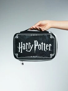 Harry Potter | ROMWE Hogwarts Badge Pattern Cosmetic Bag Set Of 3 For Travel And Storage - Black - View 2