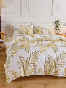 Tropical Plant Print Bedding Set - Gold - View 5