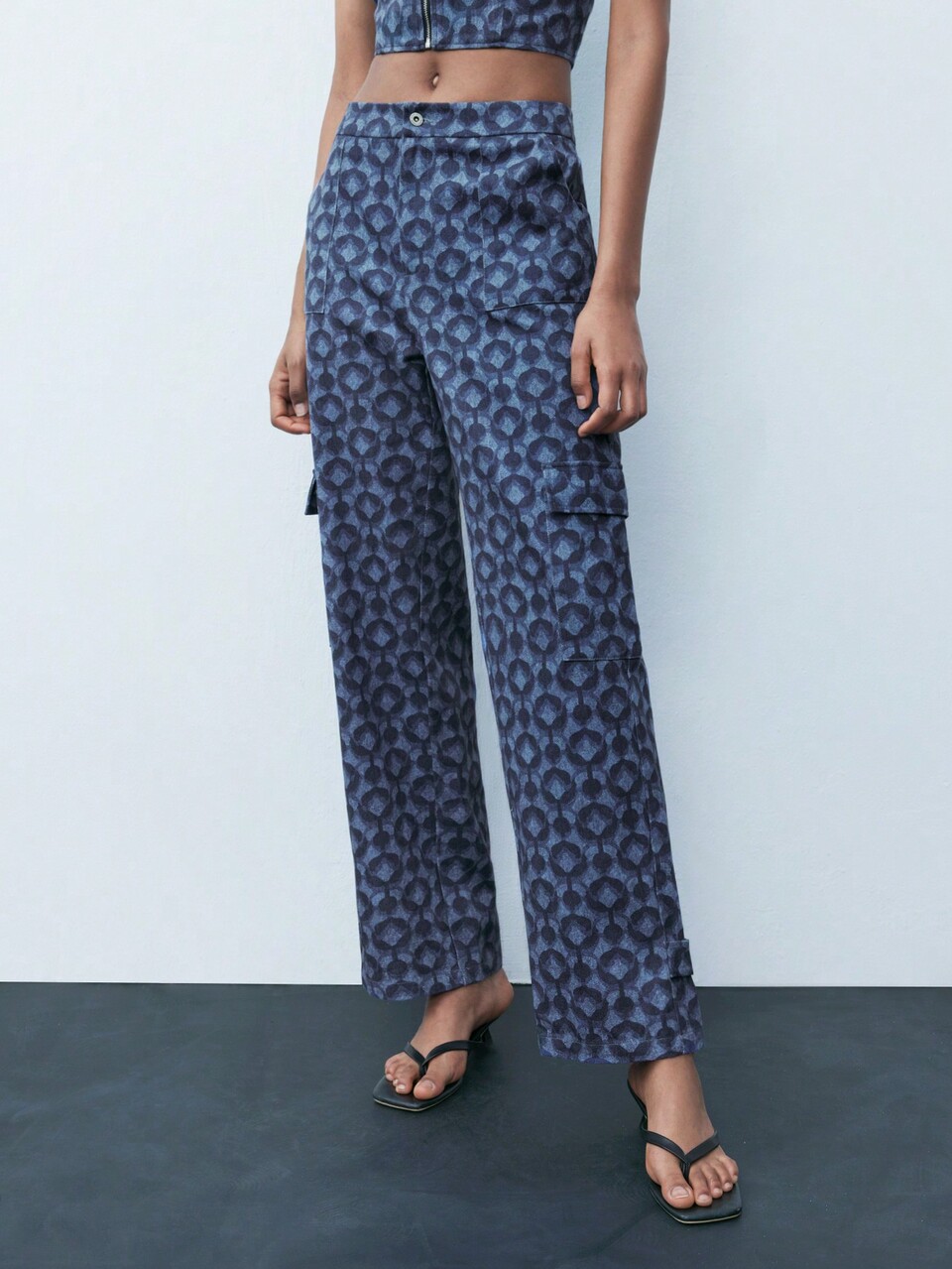 SHEIN Maija Women's All-Over Print With Pockets Straight-Leg Pants