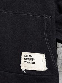 RueChic Men's Letter Print Drawstring Hoodie - Dark Grey - View 7