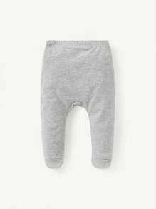 Cozy Pixies Bộ 3 Quần Sơ Sinh Bé Gái Chấm Bi Màu Trơn Có Chân - Màu tím hoa cà - Xem 9
