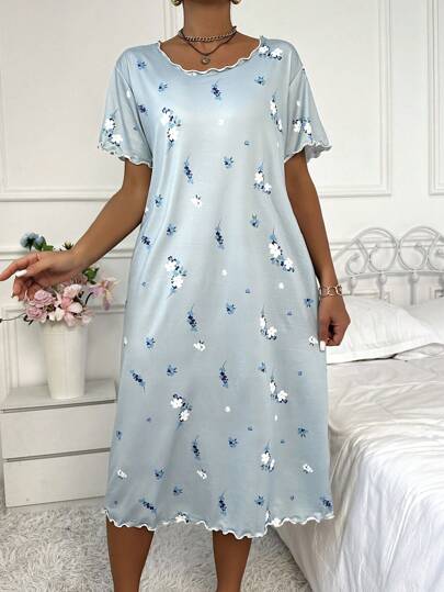 Bloemen Print Short Sleeve Nightgown Babydoll Perfect view 5