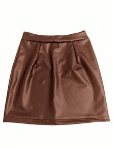 Solid Color Sexy Bodycon Faux Leather Mini Skirt