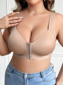 1 pieza Sujetador inalámbrico de talla grande con apertura frontal - Albaricoque - Ver 4
