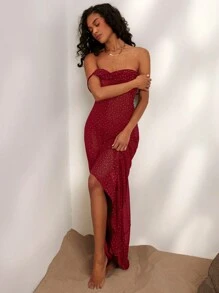 Opulessa 女士露背度假连衣裙 - 酒紅色 - 查看 3