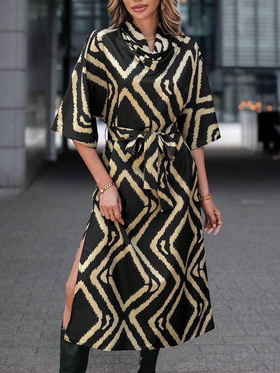 SHEIN Clasi Váy xẻ bên hông in họa tiết toàn thân dành cho nữ, trang phục thường ngày - Nhiều màu - Xem 1