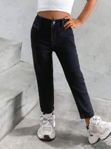 Multiple Sets Of Girl's (Small) Casual Chic Simple Washed Denim Jeans - Multicolor - View 4