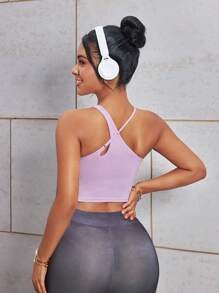 Easithlete Women's Solid Color Cross Casual Daily Fitness Sports Bra