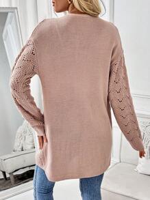 SHEIN LUNE الكارديجان الفضفاض للنساء بأكمام طويلة، خفيف الوزن وراحة - وردي مغبر - مشاهدة 2