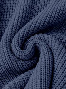 SHEIN LUNE Plus Size Casual Solid Color Round Neck Sweater, Spring & Autumn Knit Pullover Fall Winter - Royal Blue - View 5